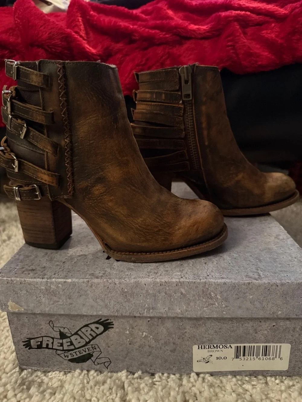 Freebird by Steven Hermosa Brown Leather Booties - Picture 1 of 7
